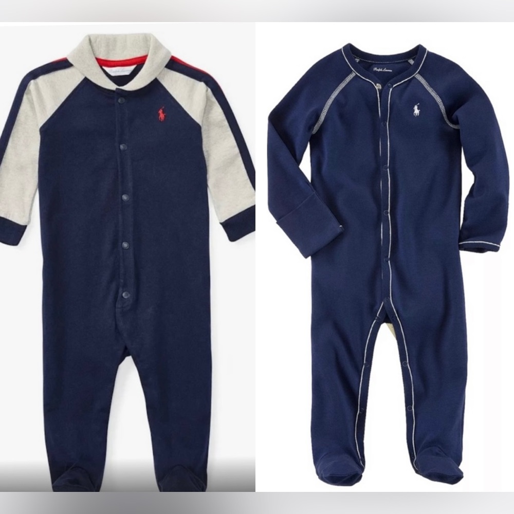Bundle of 2 RALPH LAUREN footed onesies- 3 months